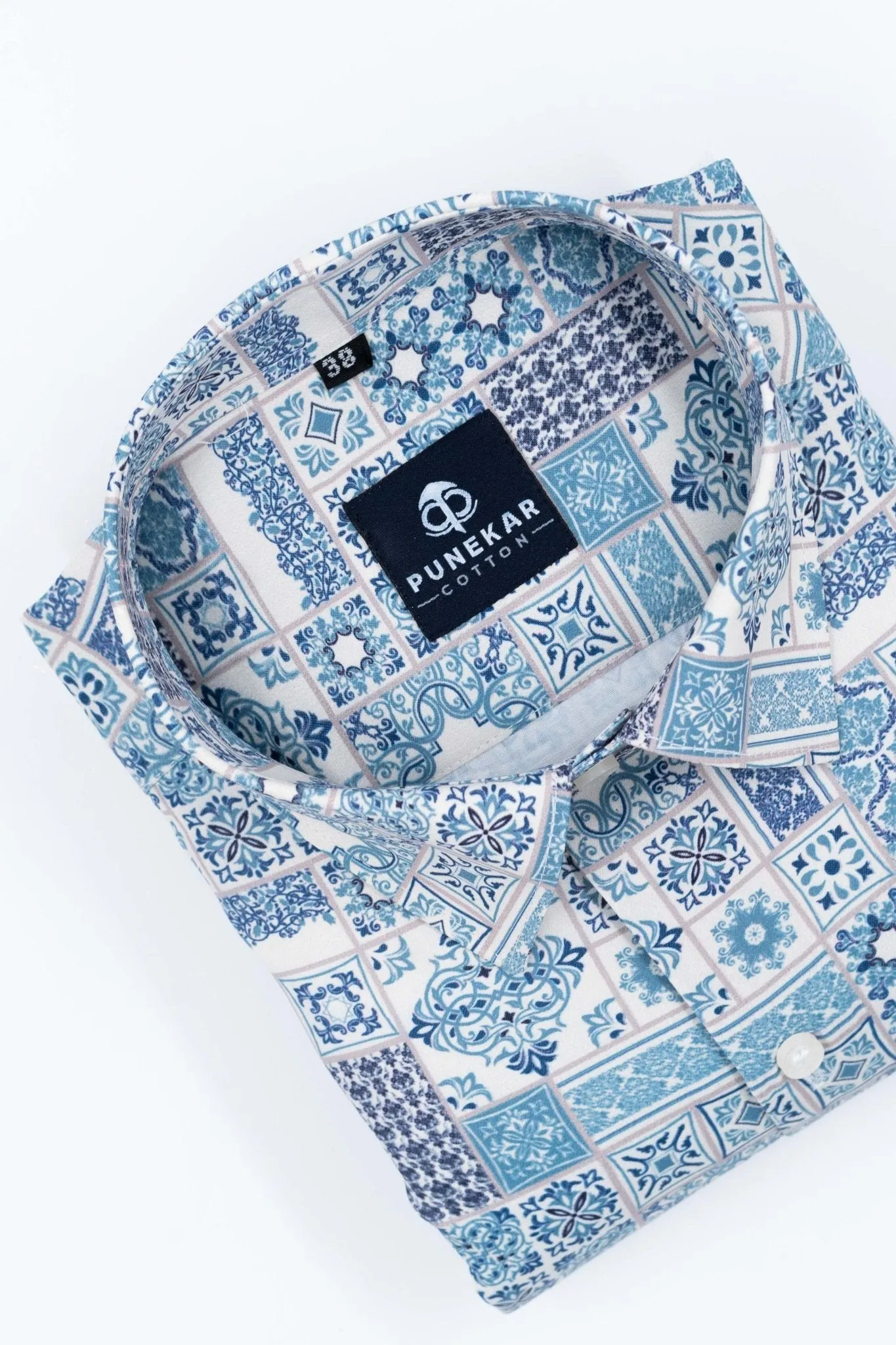 Light Blue Color Morrocan Printed Shirt For Men