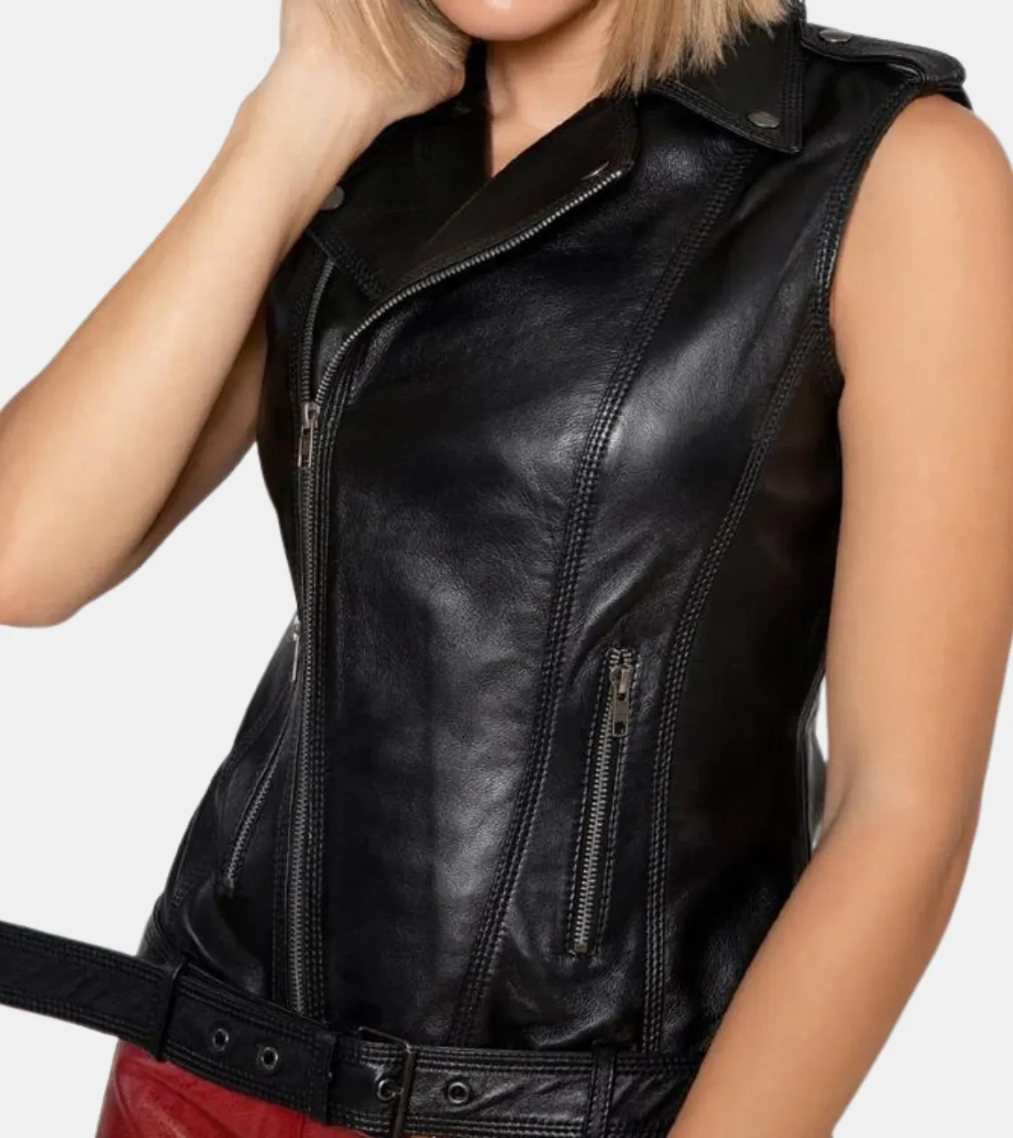 Linnea Women's Black Leather Vest