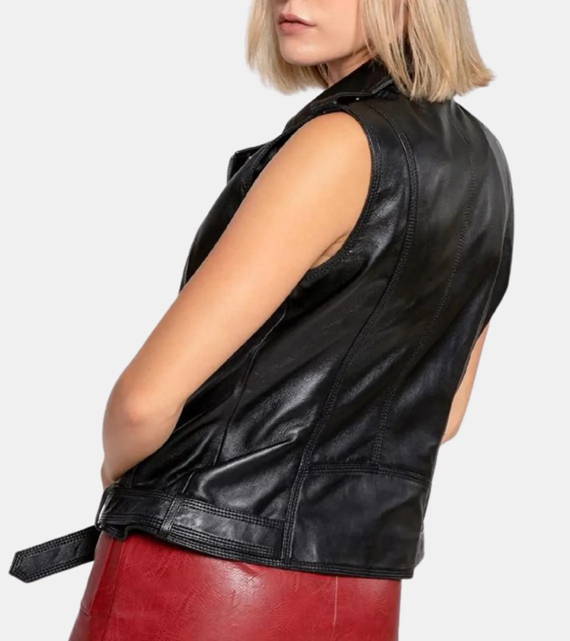 Linnea Women's Black Leather Vest