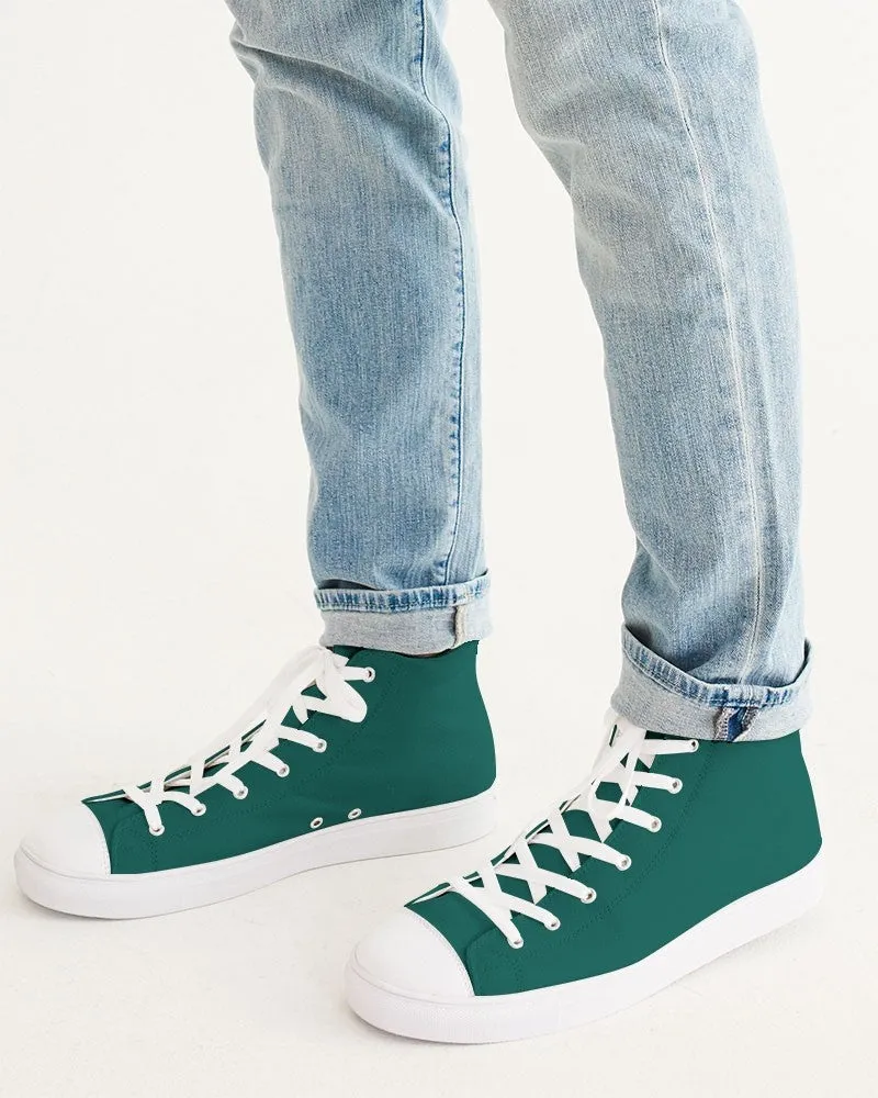 Medium Dark Blue Cool Green Men's High-top Canvas Sneakers | Men's | Medium Dark Pure Blue Cool Green | C100M0Y50K60