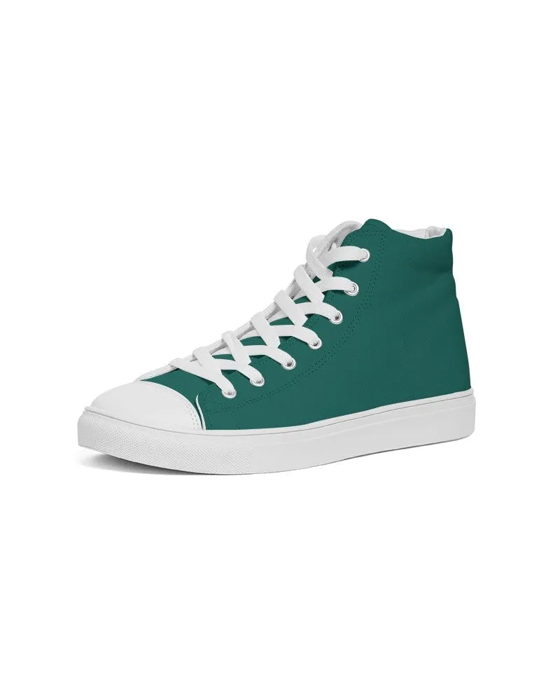 Medium Dark Blue Cool Green Men's High-top Canvas Sneakers | Men's | Medium Dark Pure Blue Cool Green | C100M0Y50K60