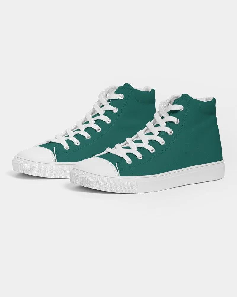 Medium Dark Blue Cool Green Men's High-top Canvas Sneakers | Men's | Medium Dark Pure Blue Cool Green | C100M0Y50K60