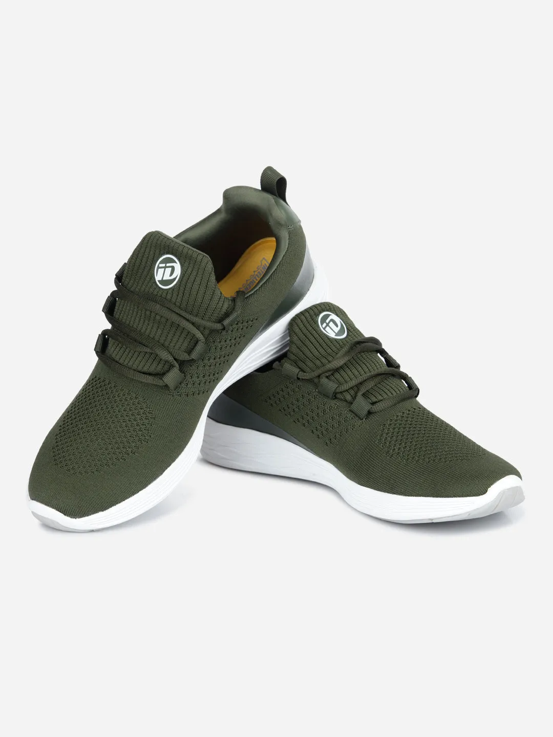 Men's Olive Knitted Lace Up Sneaker (ID7512)