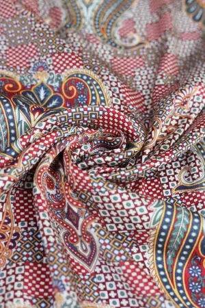 Multicolor Contemporary Festive Printed Gaji Silk Fabric