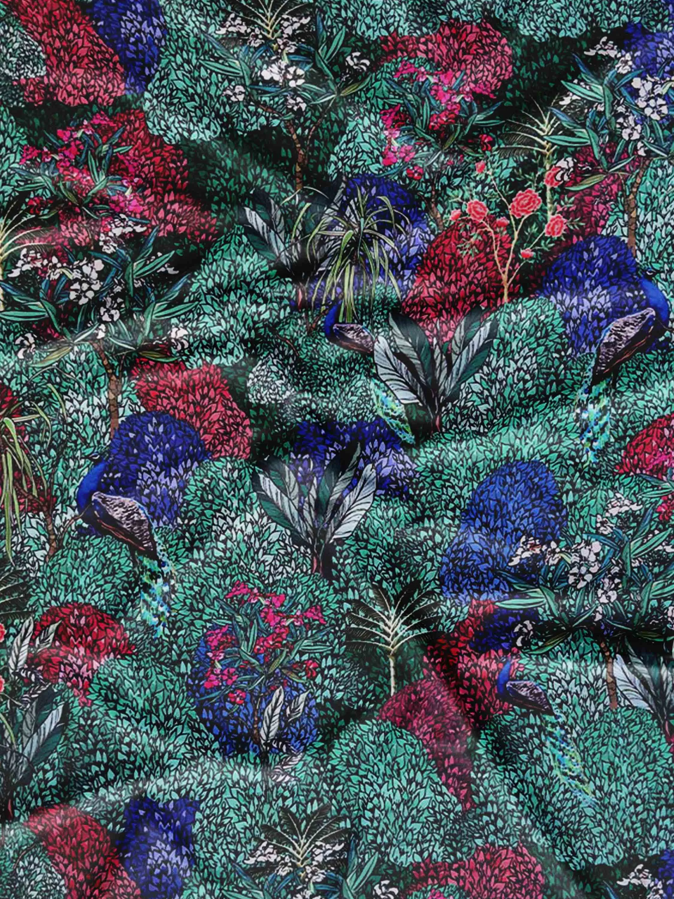 Multicolor Pichwai Printed Modal Satin Fabric