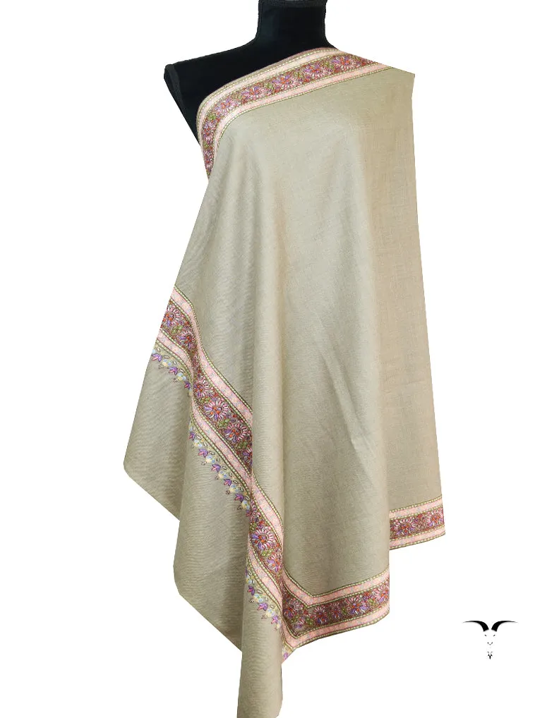 natural tilla embroidery pashmina shawl 8617