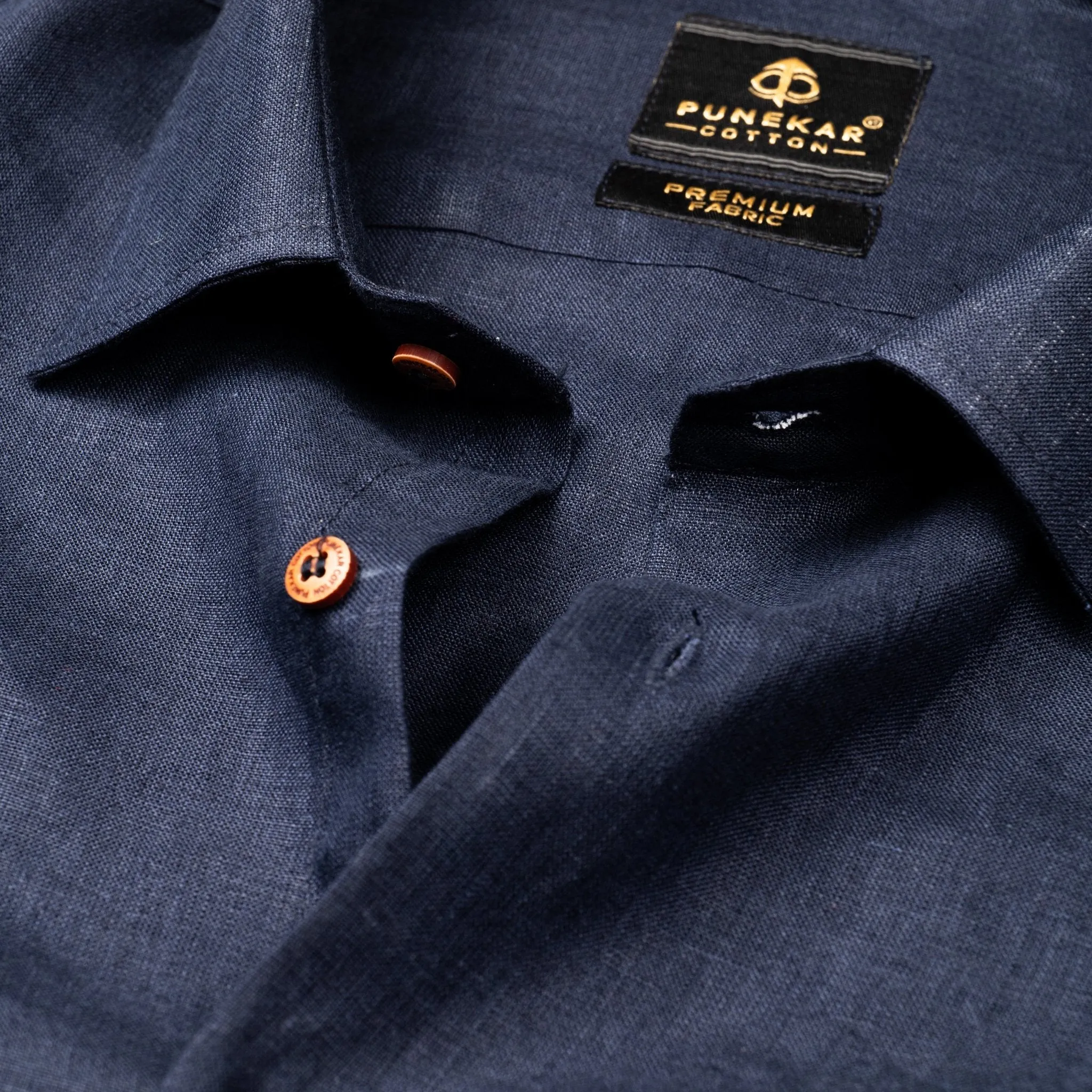 Navy Blue Color Prime Linen Shirt For Men