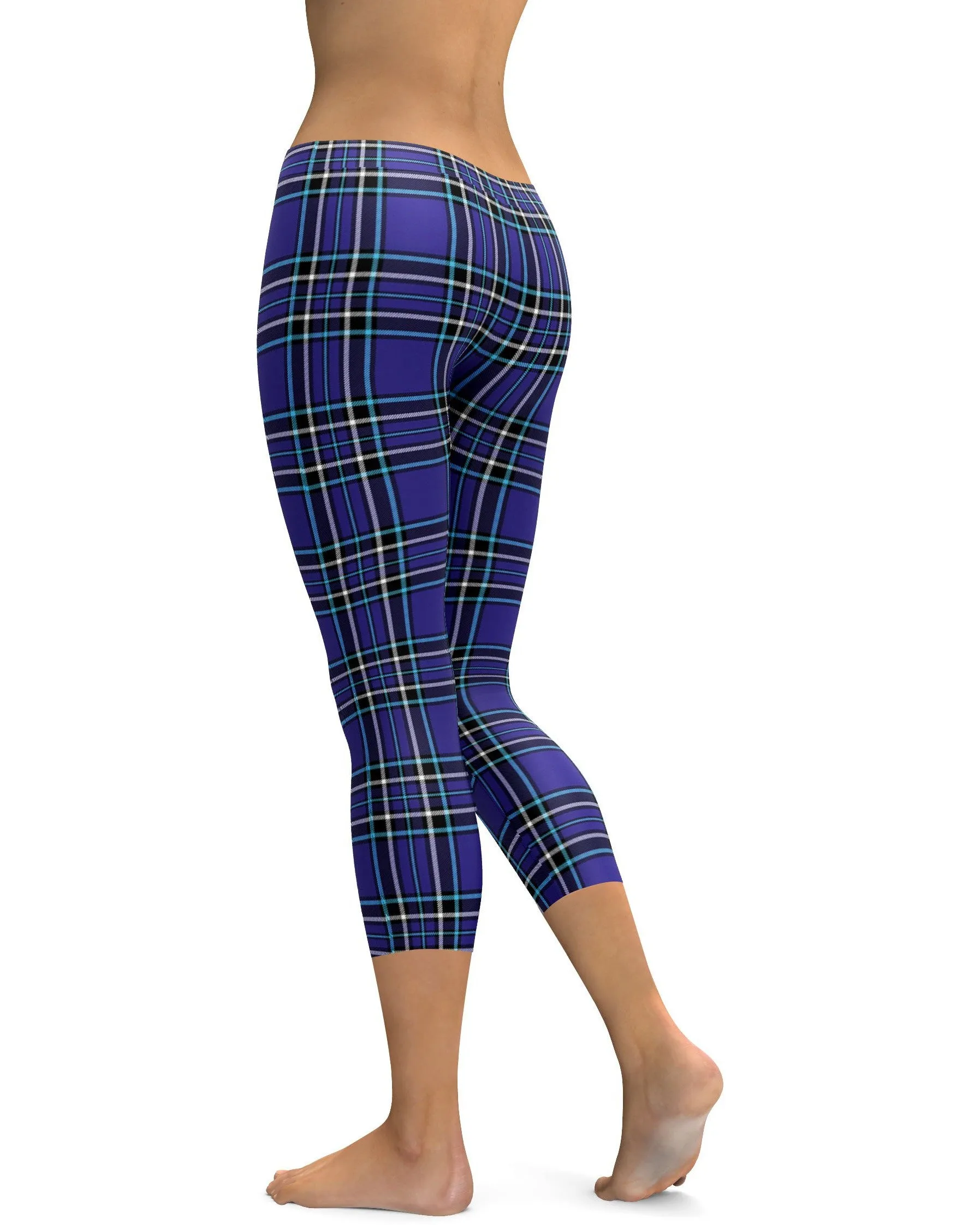 Navy Blue Tartan Capris