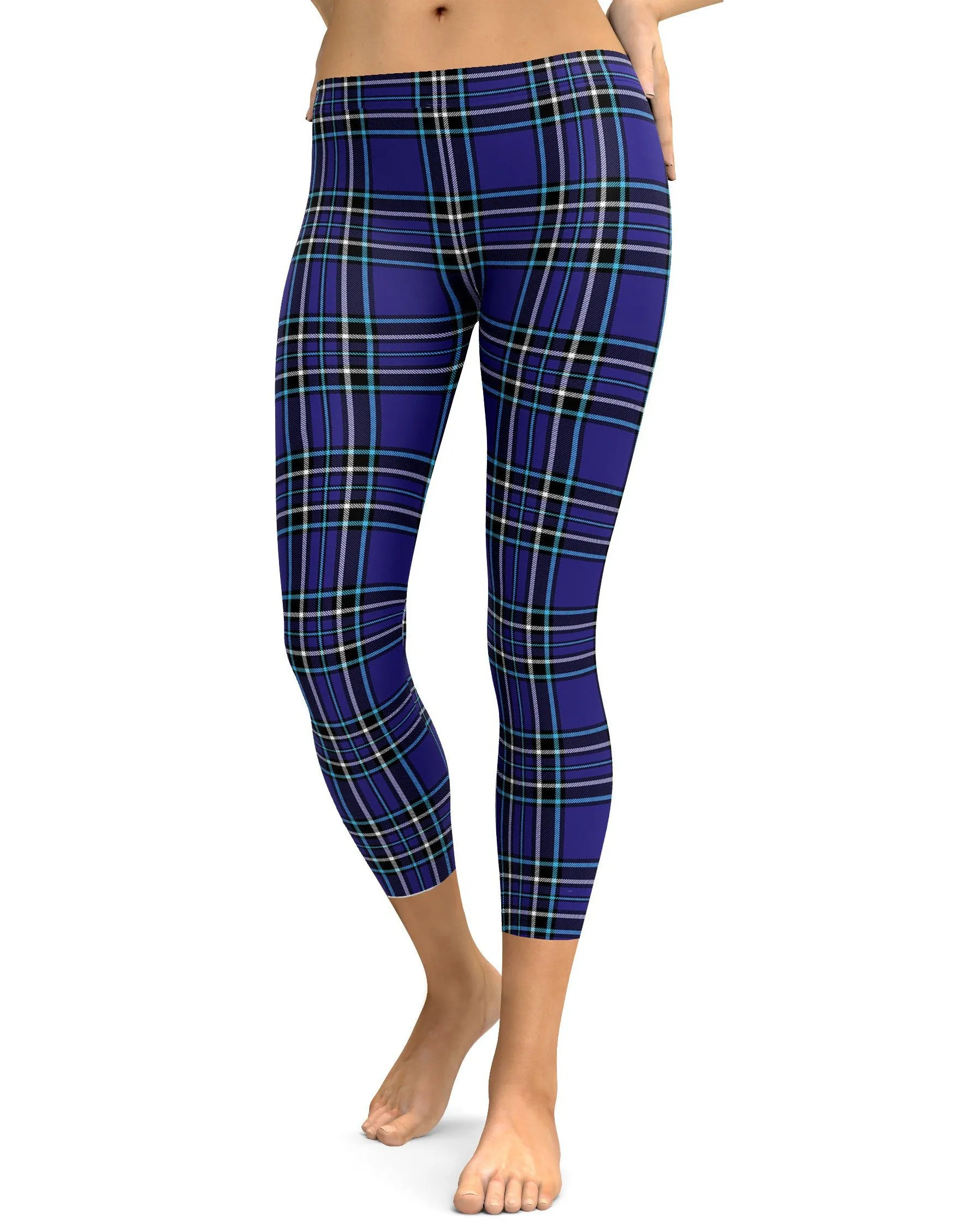 Navy Blue Tartan Capris