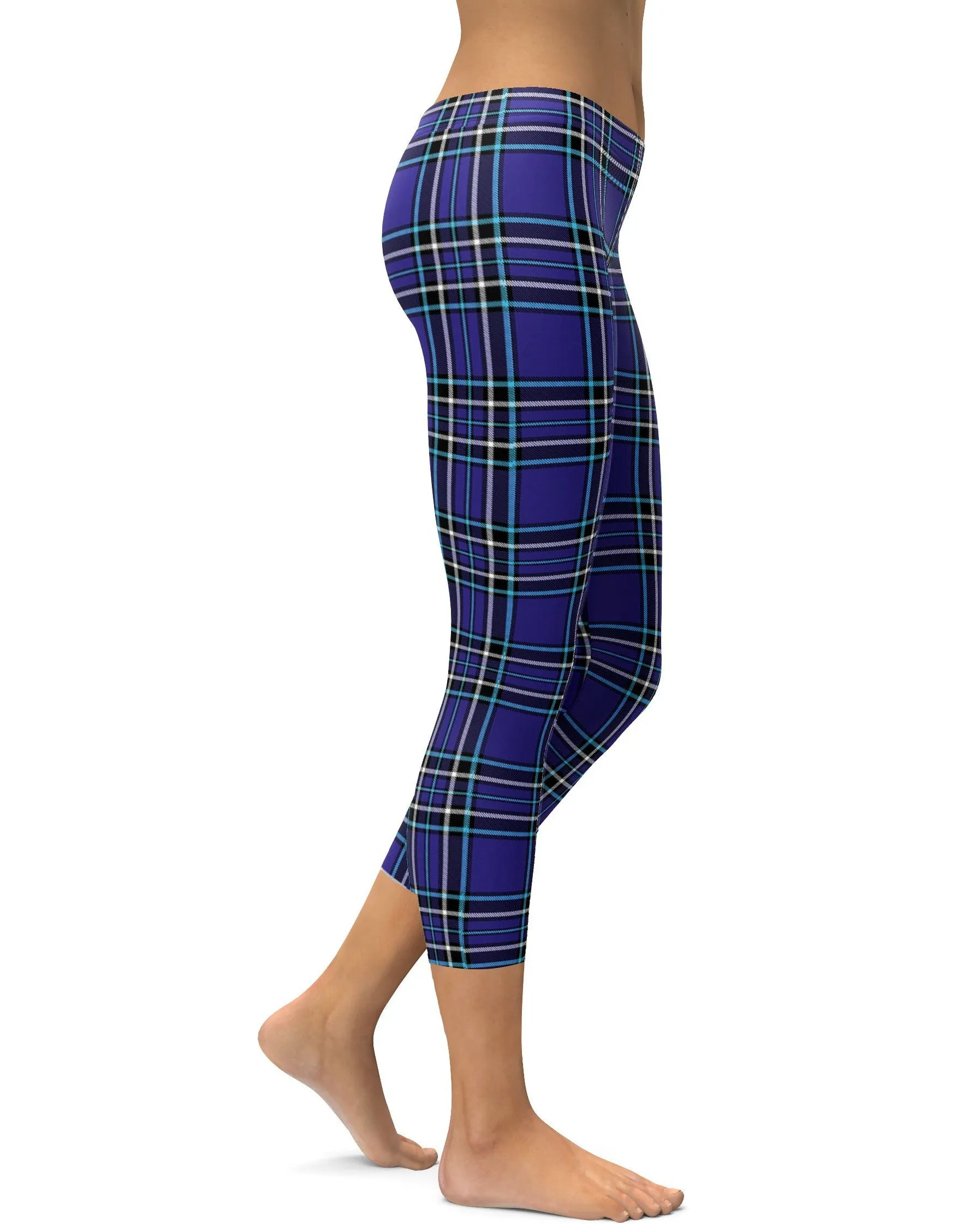 Navy Blue Tartan Capris