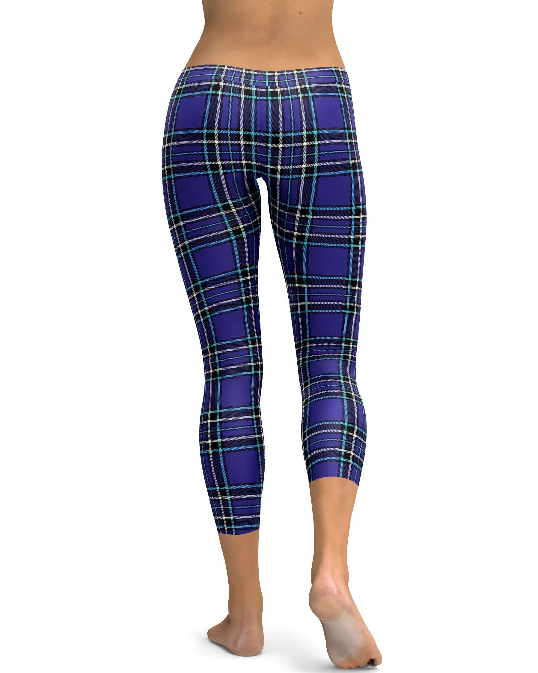 Navy Blue Tartan Capris