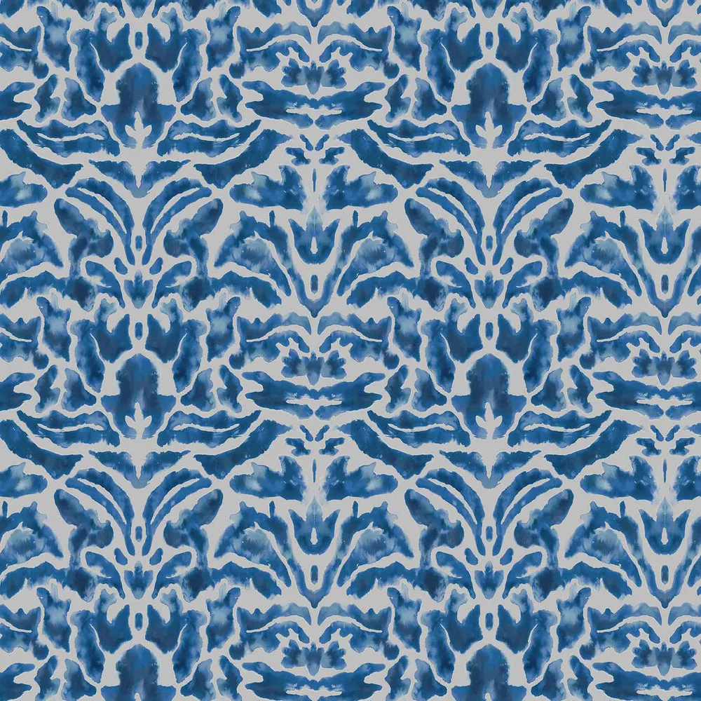 Nikko Printed Velvet Fabric (By The Metre) Cobalt