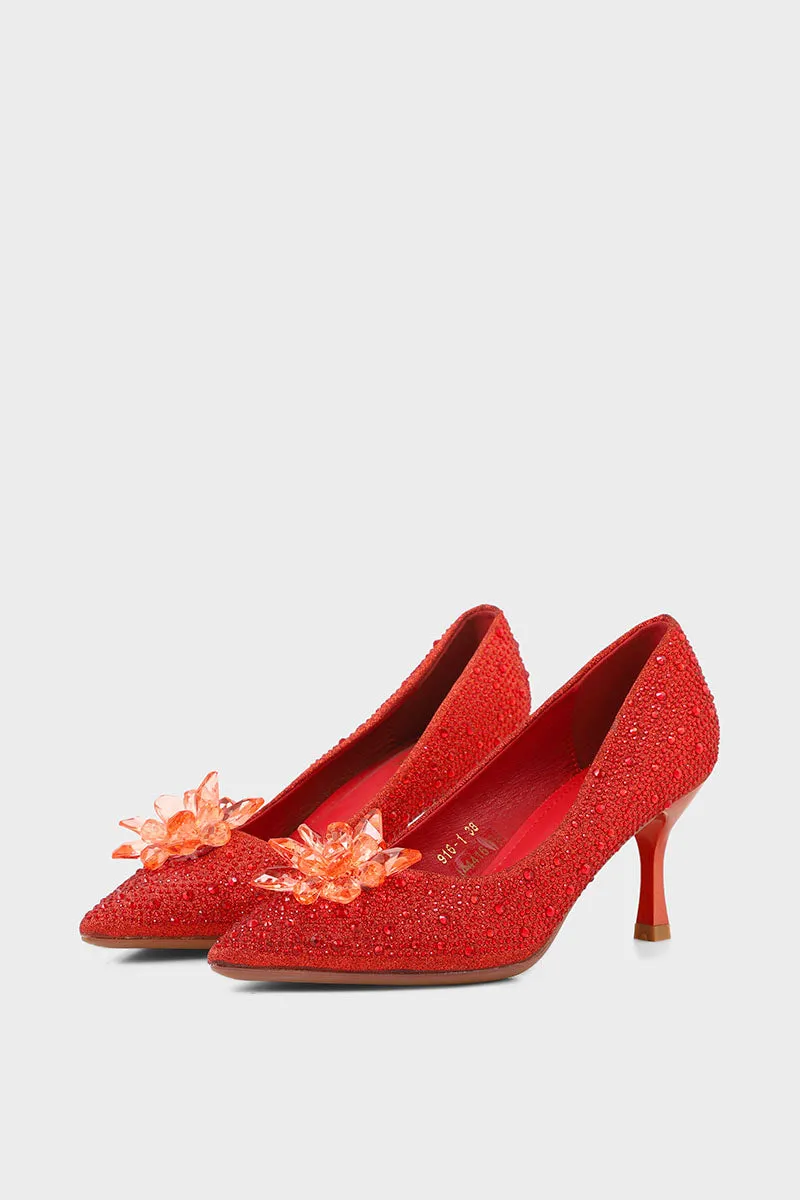 Party Wear Court Shoes I44416-Red