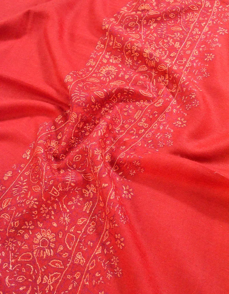 pillar box red embroidery pashmina shawl 8543