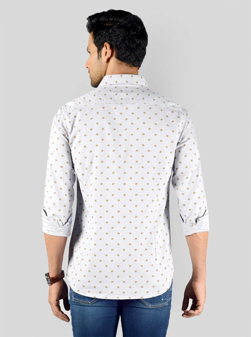 Quarry Grey Printed Slim Fit Casual Shirt | JadeBlue