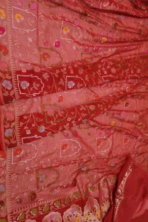 Red Banarasi Handloom Pure Cotton Saree - Elegant and Traditional