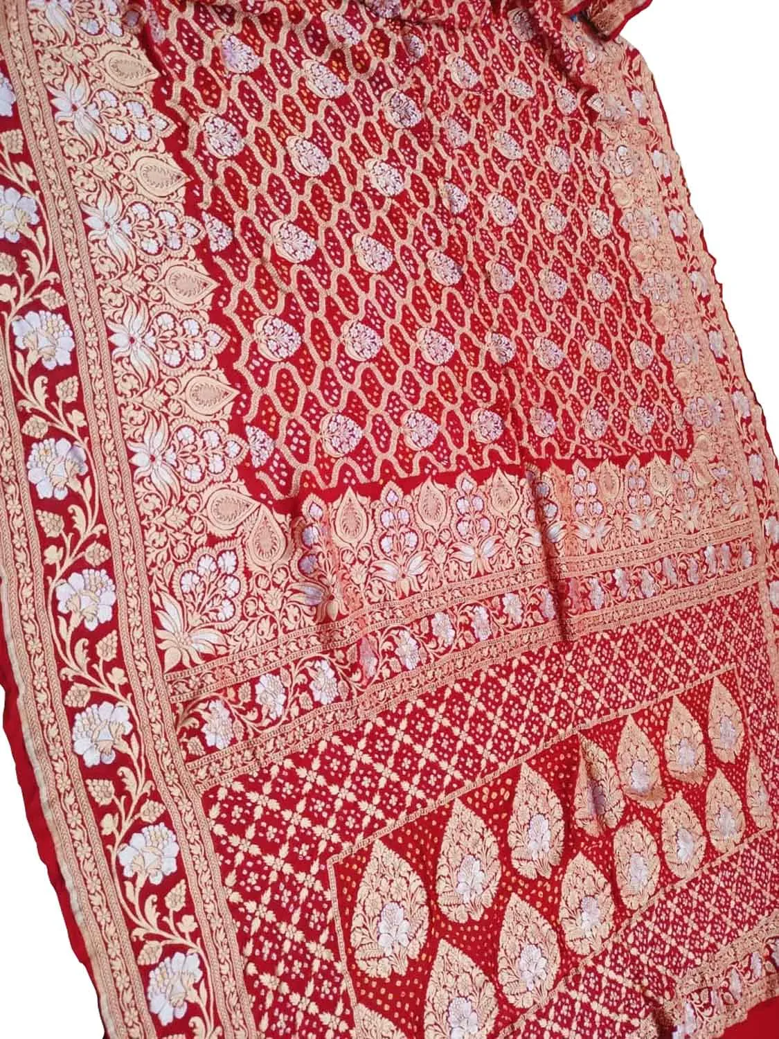 Red Georgette Banarasi Bandhani Saree - Elegant and Traditional