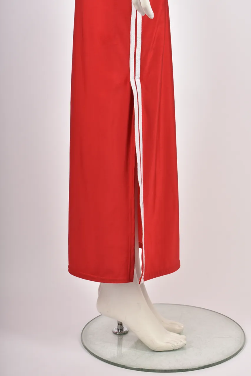 RED SPORT HALTER NECK MAXI DRESS