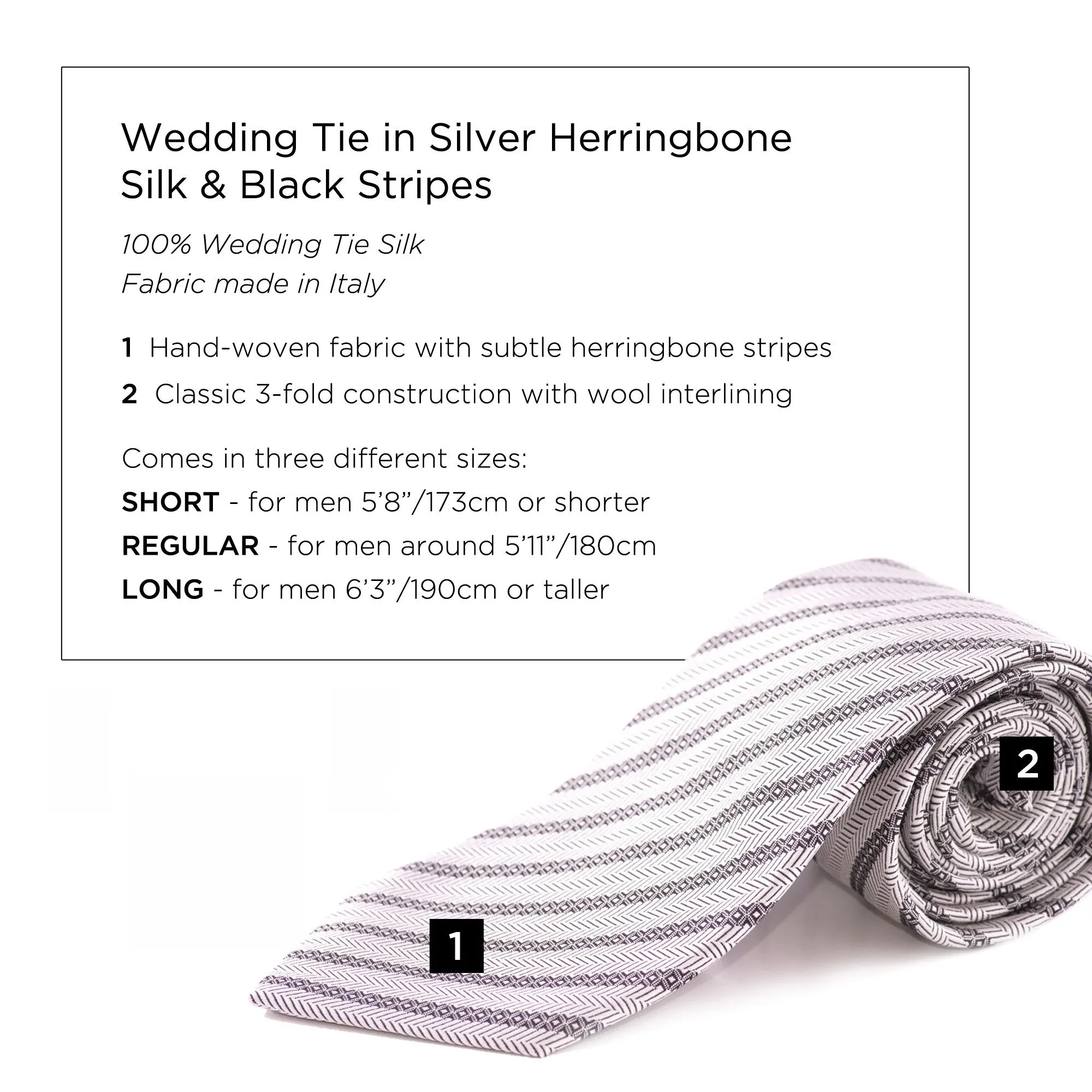 Silver Stripe & Herringbone Silk Tie