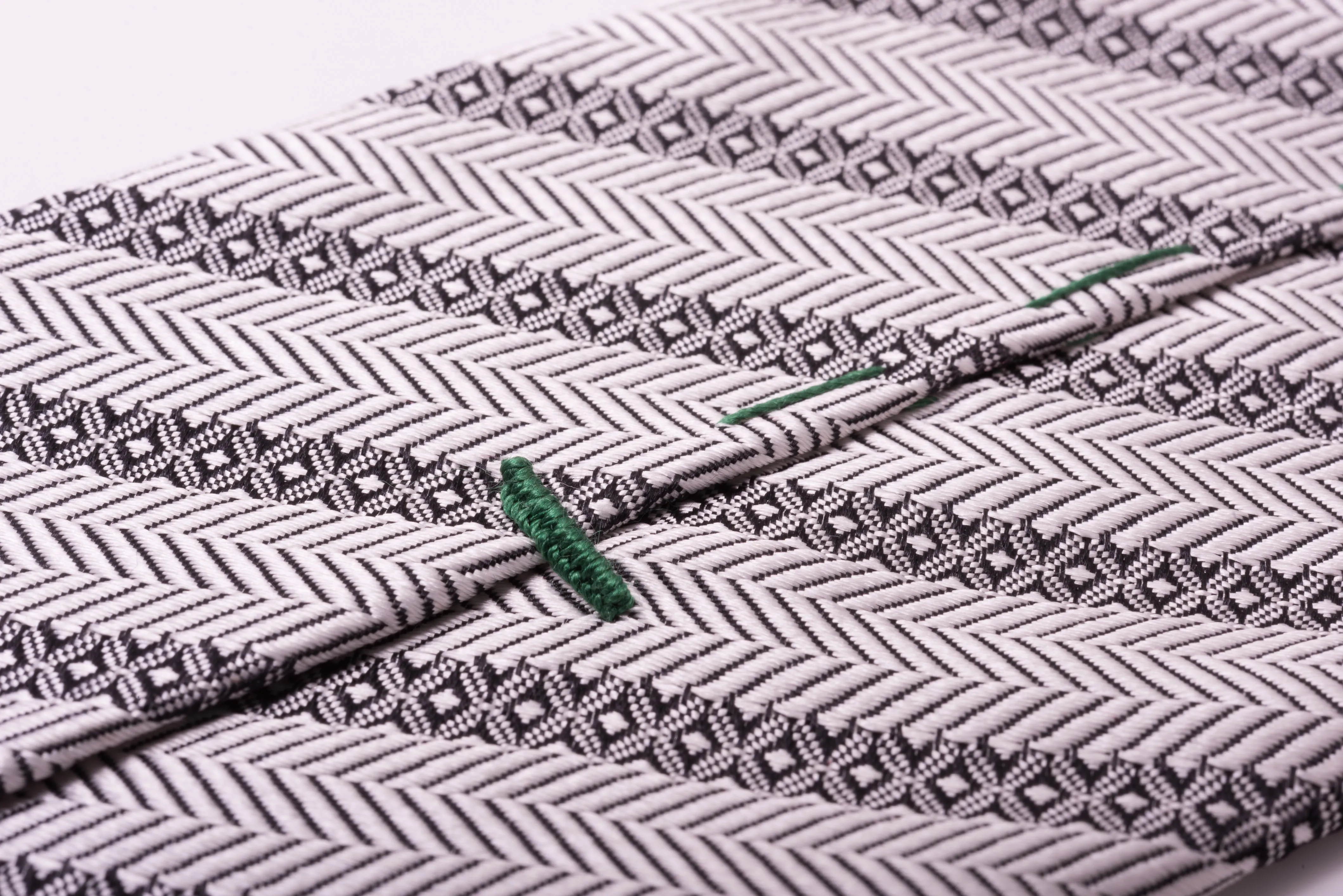 Silver Stripe & Herringbone Silk Tie