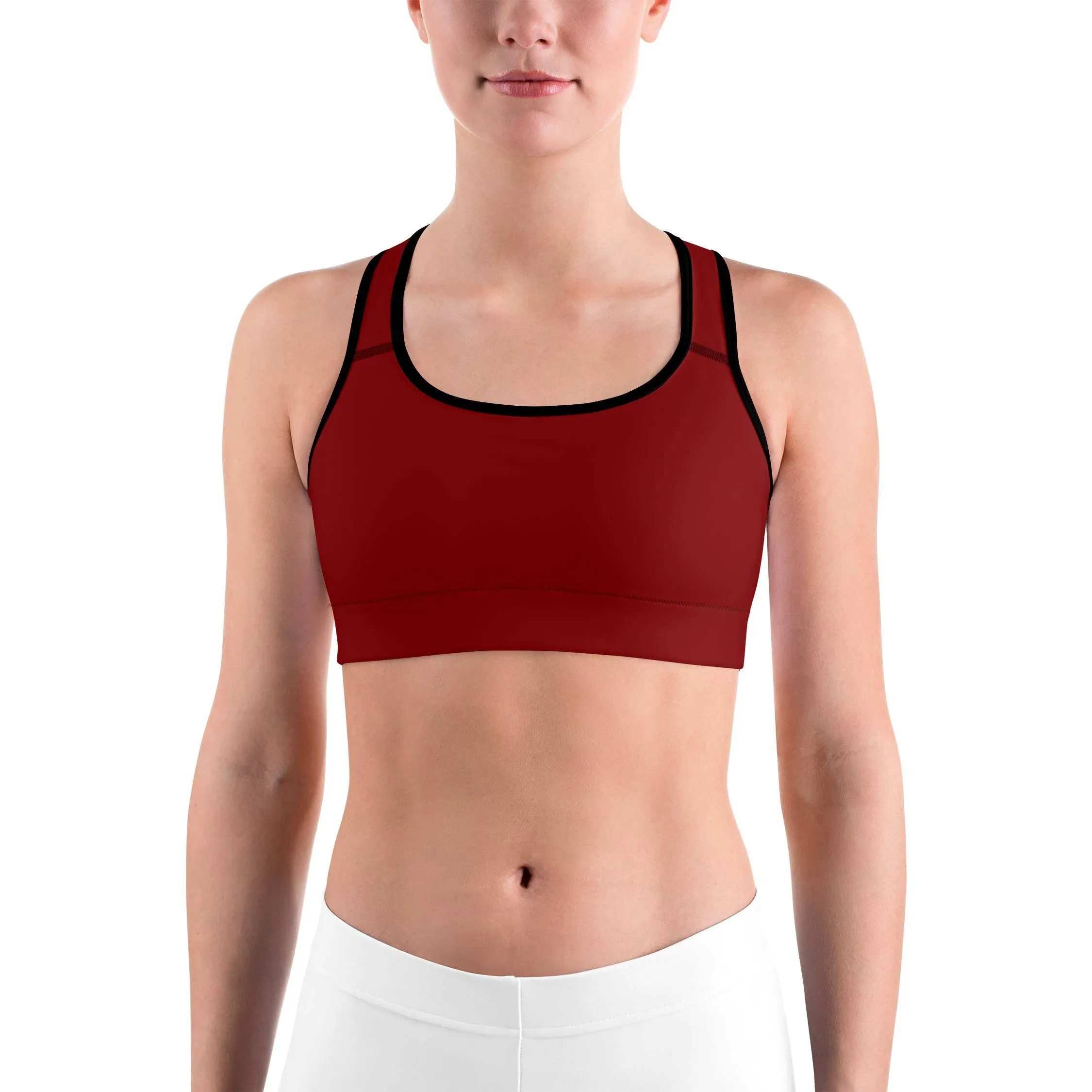 Solid Deep Red Sports bra