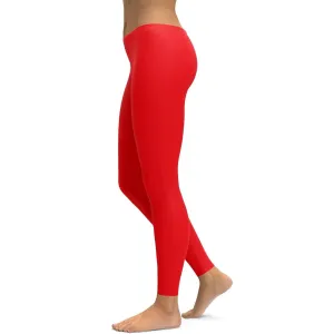 Solid Hot Red Leggings