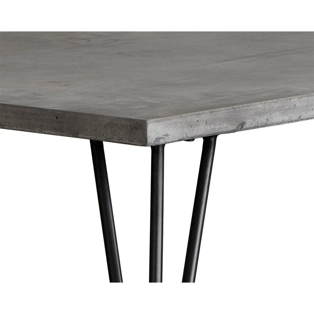 Sunpan Rectangle  Mid-Century Modern Midori Dining Table - 59" - Grey - Concrete - Seats 6