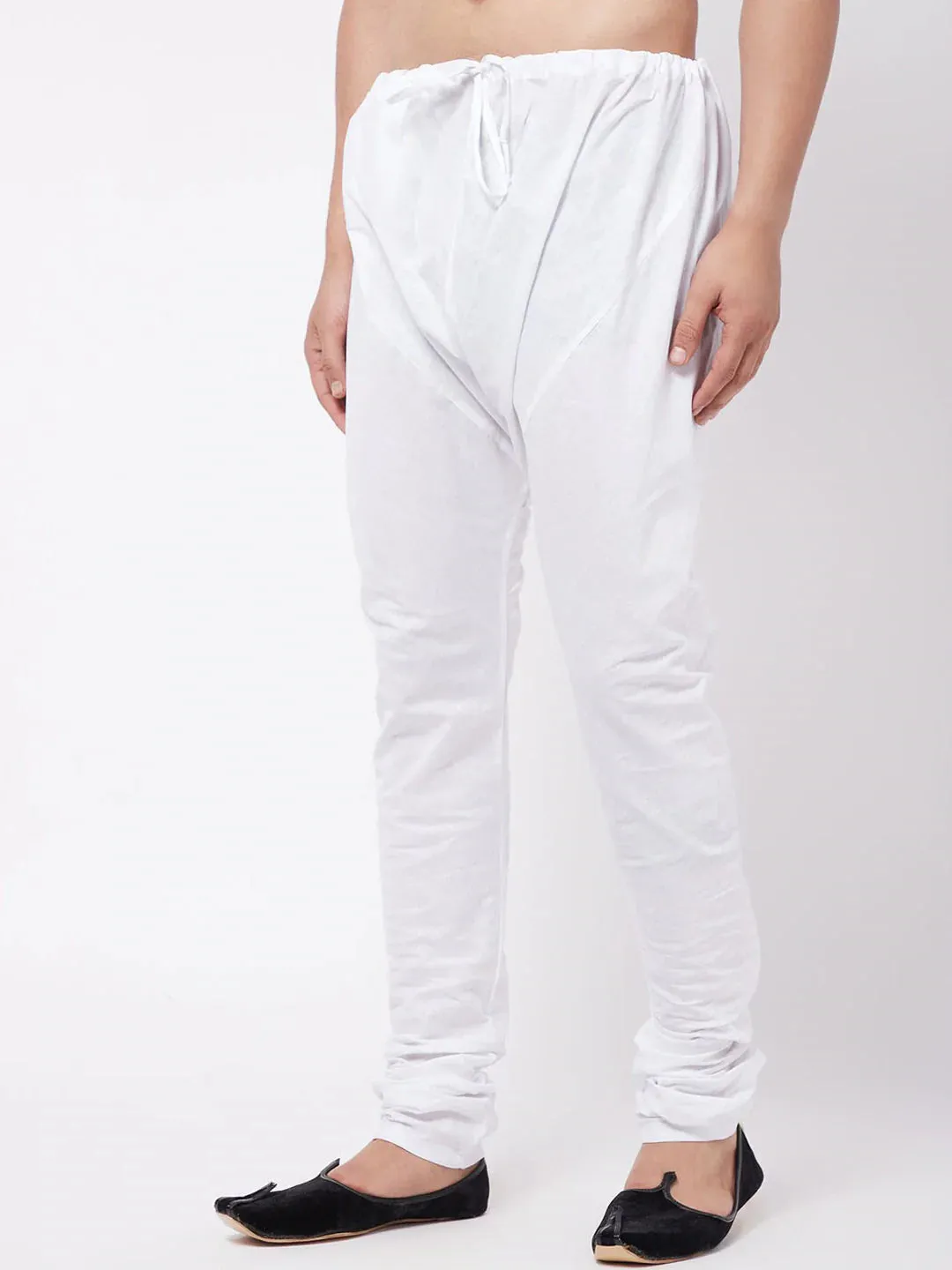 VASTRAMAY Men White Solid Pure Cotton Relaxed-Fit Pyjama