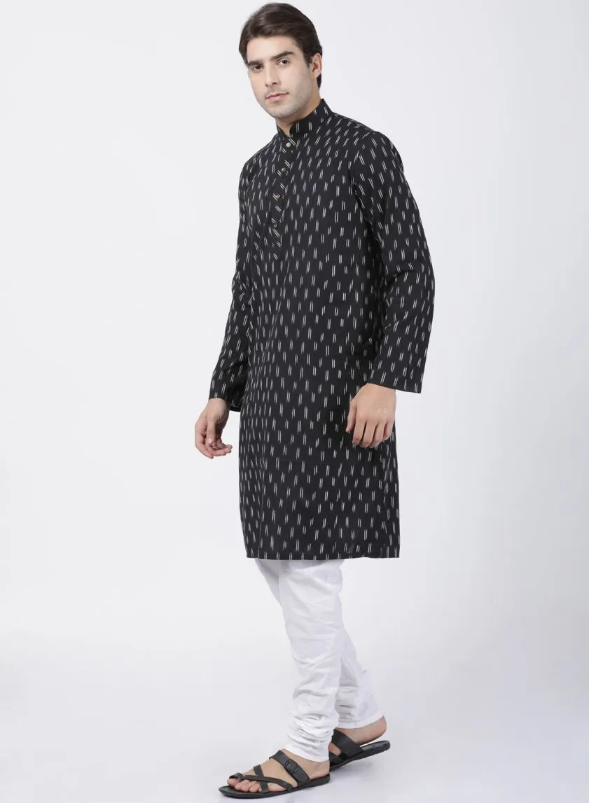 VASTRAMAY Men's Black Pure Cotton Kurta and Pyjama Set