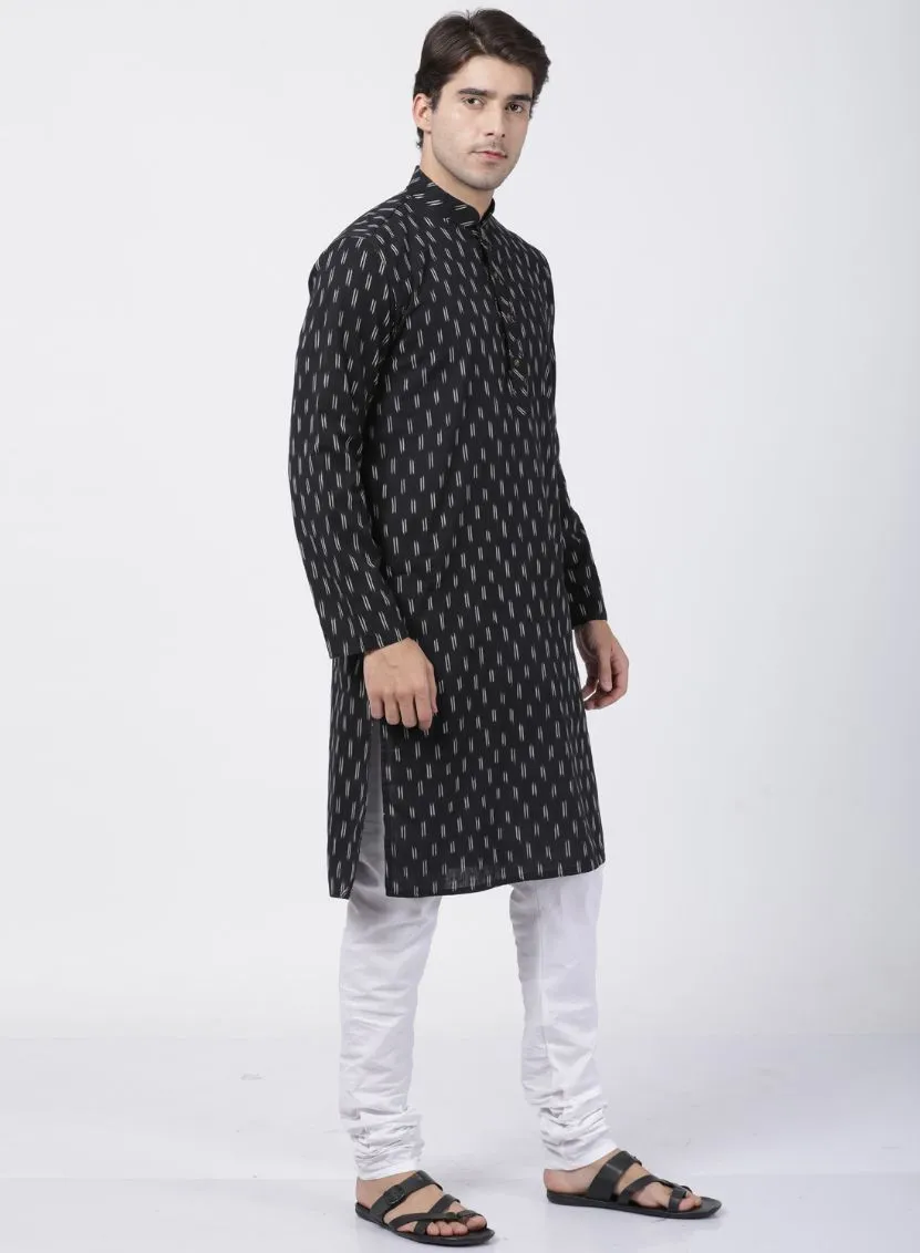 VASTRAMAY Men's Black Pure Cotton Kurta and Pyjama Set