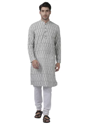 VASTRAMAY Men's White Pure Cotton Kurta and Churidar Set