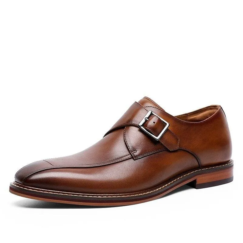 West Louis™ Elastic Genuine Leather Elegant Shoes With Buckle